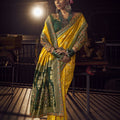 Premium Mustard Yellow Viscose Dola Silk Saree Zari Embroidery Work for Women