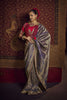 Stylish Purple Green Viscose Dola Silk Saree Zari Embroidery Work for Women