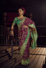 Stylish Purple Green Viscose Dola Silk Saree Zari Embroidery Work for Women