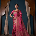 Radiant Purple Pure Satin Silk Banarasi Weaving Designer Saree for Women