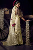Off White Banarasi Silk Saree Rich Gold Zari Buti Weaving Traditional Border