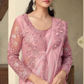 Elegant Pink Embroidered Organza Saree with Designer Blouse