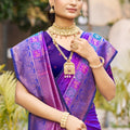 Royal Purple Silk Saree with Rich Zari Border Intricate Designer Pallu