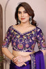 Royal Purple Silk Saree with Floral Embroidered Border Designer Blouse