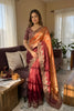 Wine Copper Designer Silk Saree with Heavy Embroidered Border