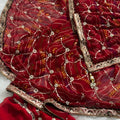 Designer Red Georgette Bandhani Saree Gota Patti Work Embroidered Border