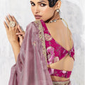 Elegant Mauve Silk Saree with Golden Pink Blouse Party Wear