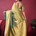 Mint Green Banarasi Silk Saree Golden Zari Woven Border Designer Blouse