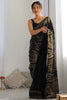 Designer Black Saree with Gold Party Wear Georgette Saree
