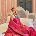 Traditional Red Bandhej Silk Saree Designer Blouse Festive Wear