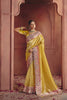 Mustard Yellow Silk Saree with Pink Embroidered Border Designer Blouse