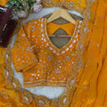 Royal Orange Heavy Embroidered Designer Saree Party Wear