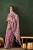 Mauve Embroidered Net Saree Thread Work Border Party Wear Saree