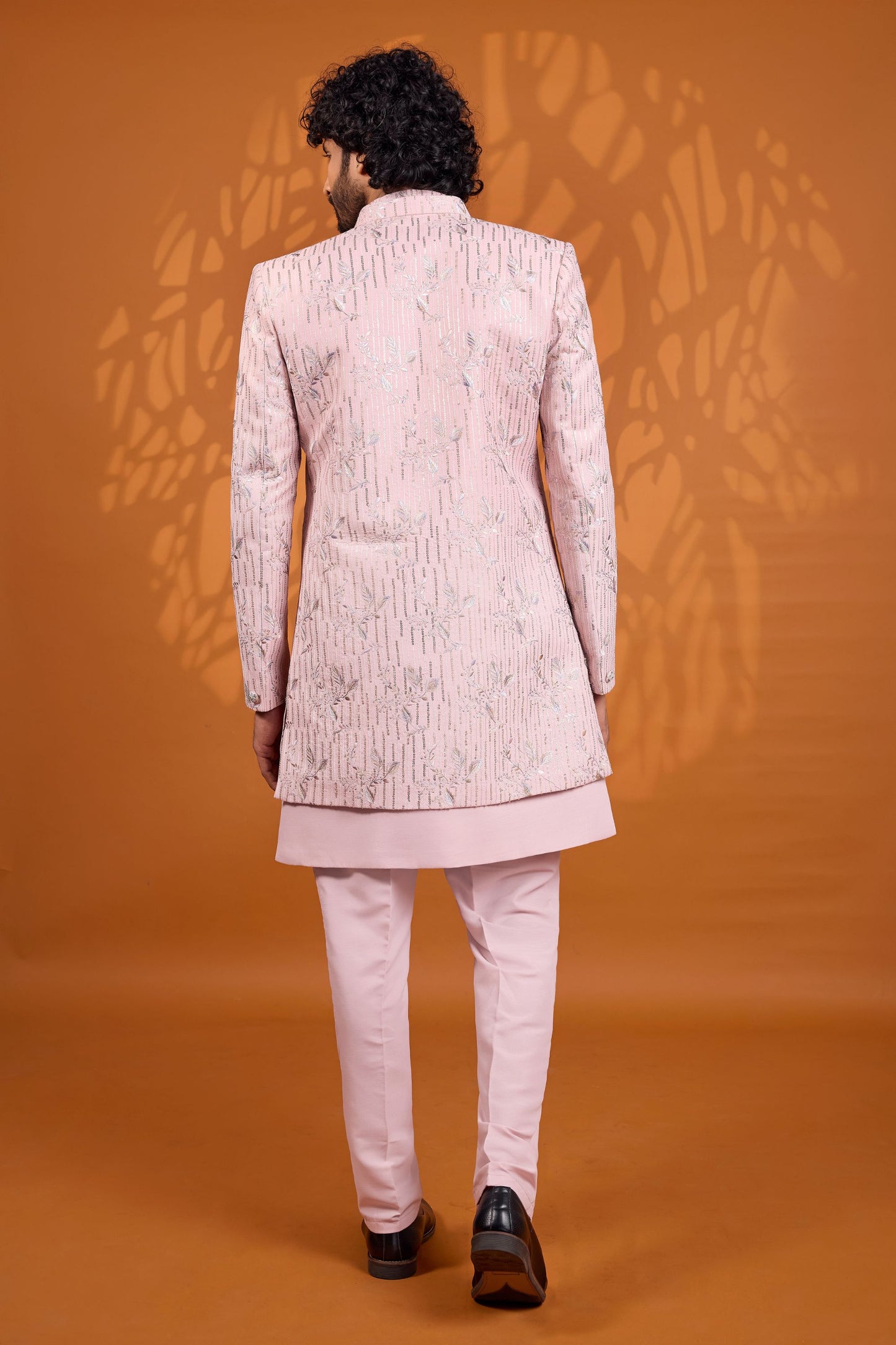 Superb Pink Indo Western Sherwani Heavy Embroidery With Designer Jacket