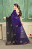 Purple Black Velvet Embroidered Saree with Designer Blouse