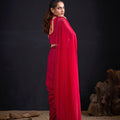 Rani Pink Embroidered Silk Saree with Designer Blouse