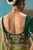 Pista Green Designer Saree with Floral Border Contrast Blouse