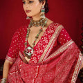 Red Bandhej Printed Georgette Saree Festive Wear