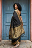 Black Silk Saree with Golden Zari Border Traditional Buti Design