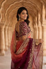 Wine Peach Ombre Embroidered Organza Saree with Zari Border