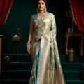 Sea Green Kanjivaram Silk Saree Gold Zari Traditional Wedding Saree