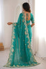 Bottle Green Organza Saree Heavy Floral Zari Embroidery Designer Blouse