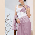 Elegant Lavender Floral Printed Saree Party Wear Saree