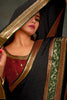 Black Designer Saree with Embroidered Border Contrast Blouse