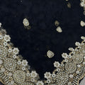 Designer Black Net Saree with Heavy Sequins Embroidery Border