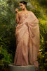  Dusty Peach Crushed Tissue Saree Designer Printed Blouse