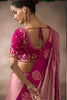 Pink Silk Saree with Contrast Rani Pink Zari Border