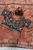 Rose Gold Tissue Silk Saree with Embroidered Border and Designer Blouse
