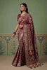 Elegant Maroon Heavy Embroidered Banarasi Silk Saree