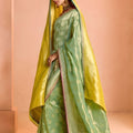 Pastel Green Soft Silk Saree with Woven Butti Designer Blouse
