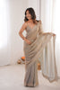 Champagne Gold Organza Saree Designer Embroidered Border