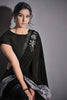 Black Designer Georgette Saree with Printed Border Party Wear