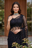 Black Designer Net Saree with Sequins Embroidery Party Wear