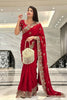 Royal Red Embroidered Silk Saree with Heavy Designer Border
