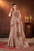Designer Beige Embroidered Linen Saree Festive Wear