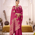 Rani Pink Banarasi Silk Saree with Rich Gold Zari Traditional Saree