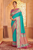 Turquoise Banarasi Silk Saree Blouse Piece Elegant