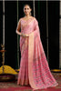 Elegant Pink Linen Blend Saree with Woven Geometric Motifs Contrast Pallu