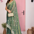 Designer Green Embroidered Saree with Blouse Party Wear