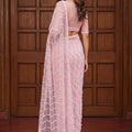 Pink Sequins Embroidered Net Saree with Designer Blouse