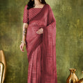 Elegant Wine Woven Designer Saree with Matching Blouse