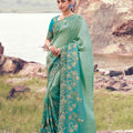 Sea Green Silk Saree with Golden Zari Designer Wedding Saree