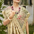 Pastel Green Banarasi Silk Saree with Zari Weaving Pallu Festive Wear