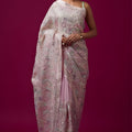 Pink Heavy Embroidered Designer Saree with Blouse Party Wear Saree