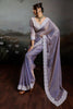 Designer Lavender Silk Saree with Floral Lace Border Party  Wear