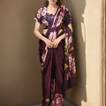 Purple Satin Floral Printed Saree with Matching Blouse Party Wear